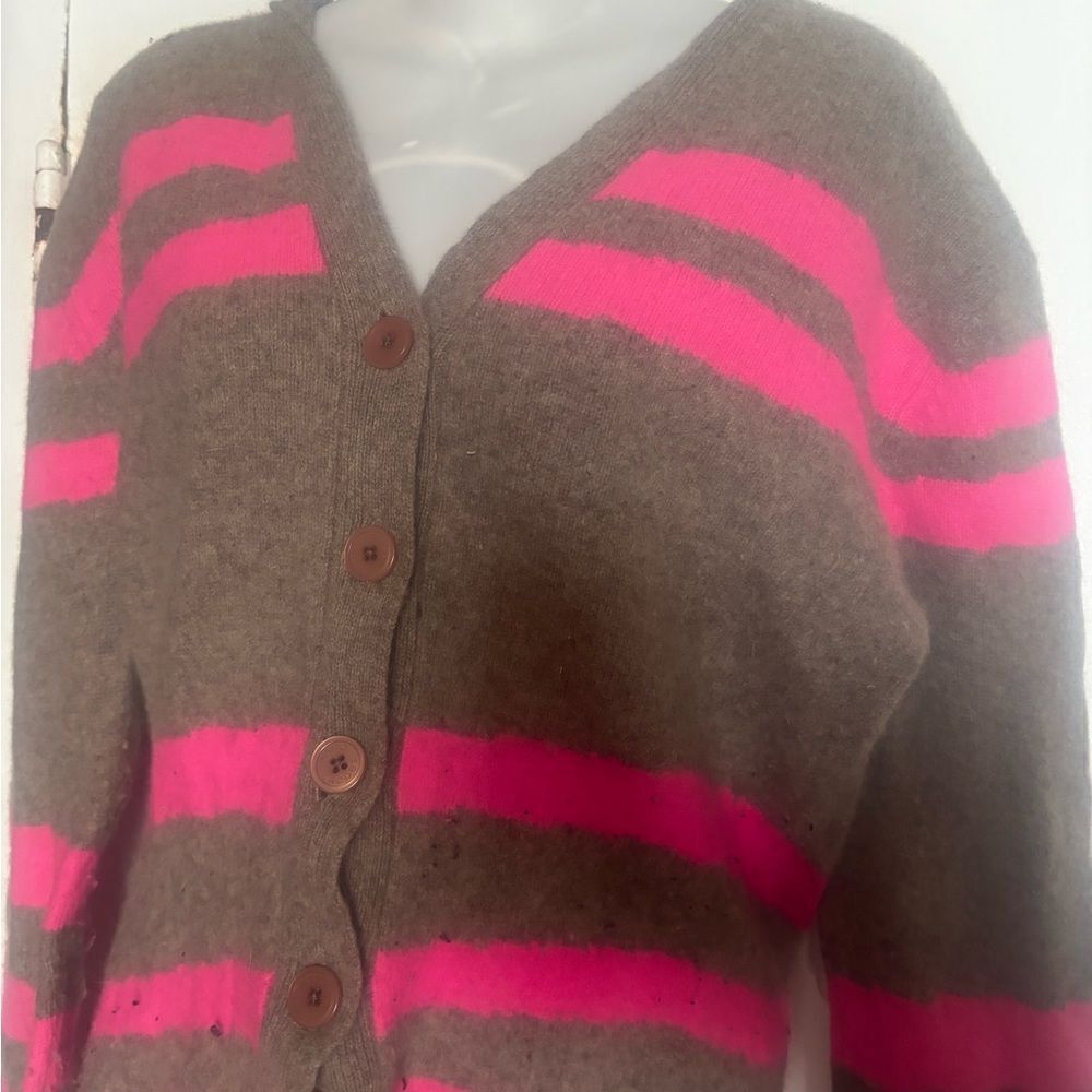 Marc Jacobs y2k top barbie pink striped cardigan dress shirt sweater lambswool